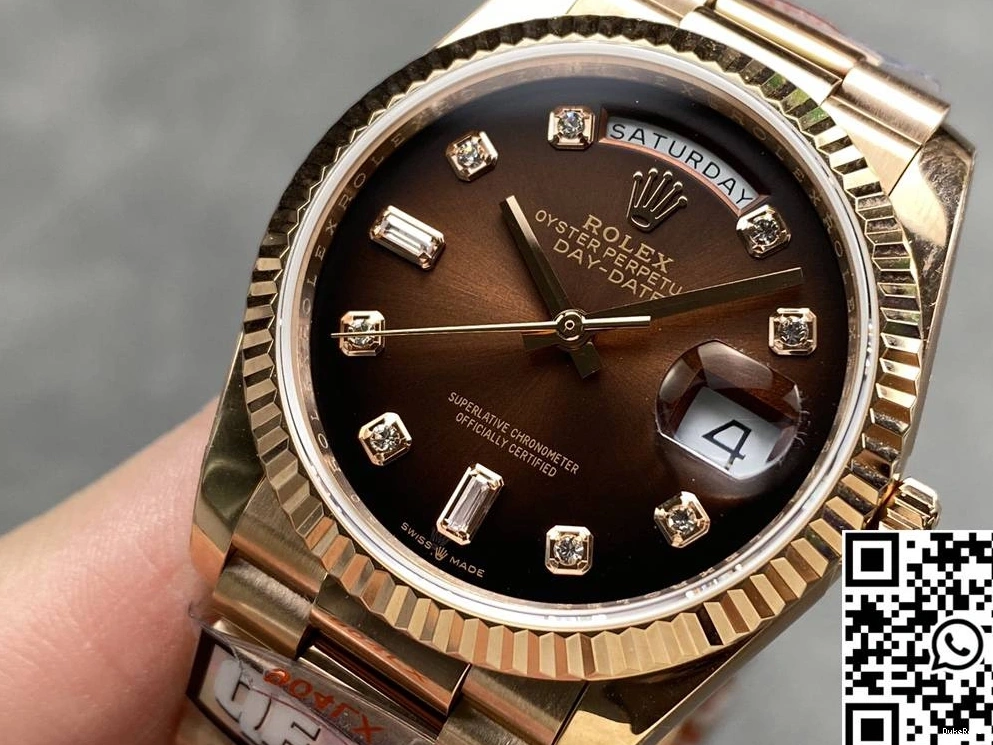 Rolex Tungsten QF Day Date Factory 36mm Chocalate M128235-0037 v5 Dial Steel 0102